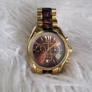 Michael Kors SS Gold & Tortoiseshell Watch
